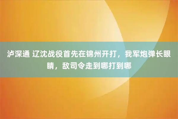 泸深通 辽沈战役首先在锦州开打，我军炮弹长眼睛，敌司令走到哪打到哪