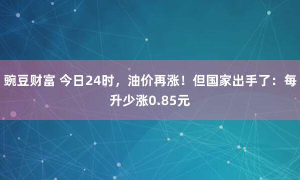 豌豆财富 今日24时，油价再涨！但国家出手了：每升少涨0.85元